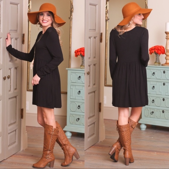 ❤️ LAST ONE! Black Long Sleeve Baby Doll Dress - Picture 3 of 3